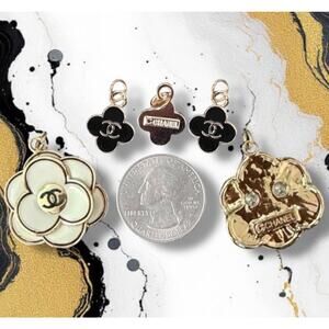 3 Pcs White/Black Flower Earring/Necklace Making Charm Pendant
